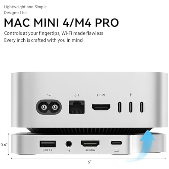 rayihni MINISOPURU IEXPANDMATE MAC MINI DOCK WITH 4K@60 HDMI, 4TB M.2 NVME SSD ENCLOSURE AND STAND FOR M4/M4 PRO 2024 (TF/SD SLOT, 3 USB-A 2.0, AUDIO) | SILVER - Image 2