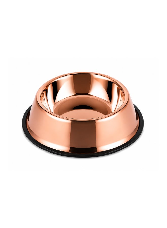 Non-Slip Stainless Steel Pet Bowl for Dogs and Cats - Durable Food and Water Feeding Dish with Rubber Base, Copper Color (25cm Inner, 32.5cm Base) - Image 1