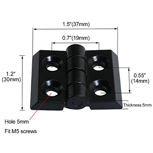 Boeray 2 Sets 2020 Aluminum Extrusion Profile Slot 6mm Door Handle and Frame Hinges Install Kit-4pcs Black Zinc Alloy Hinges, 2pcs Aluminum Handles, 20pcs T-Nuts, 20pcs Hex Screws, 2pcs Wrench - Image 3