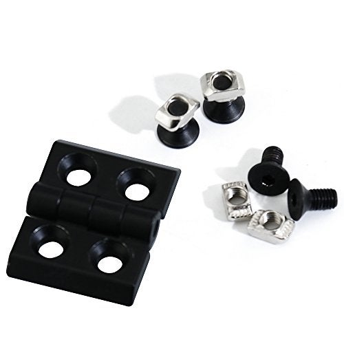 Boeray 2 Sets 2020 Aluminum Extrusion Profile Slot 6mm Door Handle and Frame Hinges Install Kit-4pcs Black Zinc Alloy Hinges, 2pcs Aluminum Handles, 20pcs T-Nuts, 20pcs Hex Screws, 2pcs Wrench - Image 5