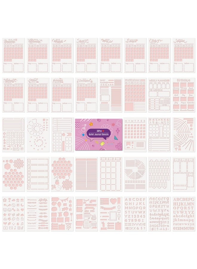 Whaline 38Pcs Bullet Journal Stencils Templates Set 5.1 X 7.9 Inch Bullet Journals Accessories Planner Stencils For Diy Crafts Home School Office A5 Journals Supplies - Image 1
