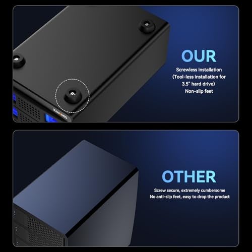 CENMATE Aluminum Dual Bay Hard Drive RAID Enclosure with Cooling Fan for 2.5“/3.5" SATA HDD/SSD with USB A/C 3.0, Tool-Free HDD Enclosure, 4 Modes(Support RAID 1/0/JBOD/NORMAL) - Image 5
