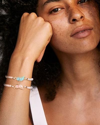 MJartoria BFF Bracelets for 2-Butterfly Matching Bracelets Adjustable Strand Best Friends Bracelet Handmade Charm Friendship Bracelets Jewelry Gifts for Women Couples (White-Gold) - Image 4