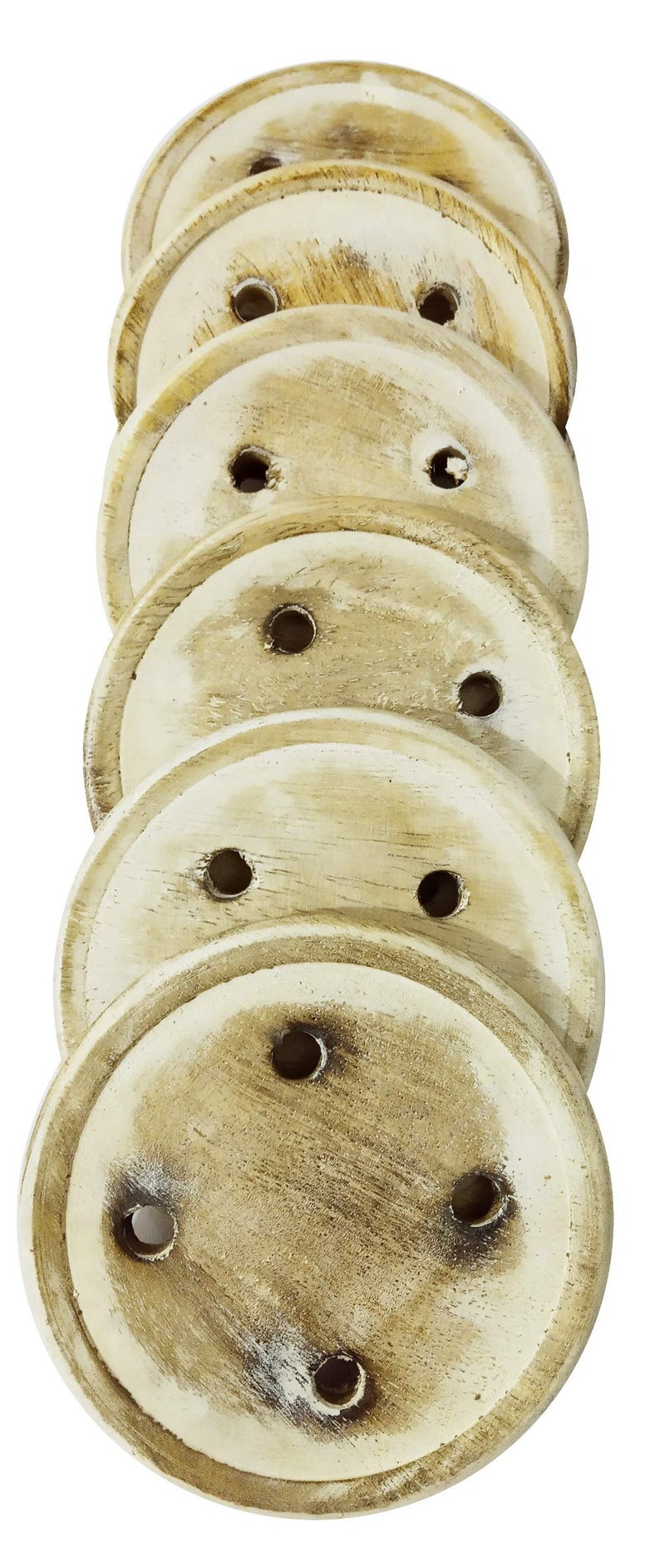 Purpledip Wooden Coaster Set 'Buttons': Distress Finish Decorative Set of 6 Hot Pad Mat (12133) - Image 5