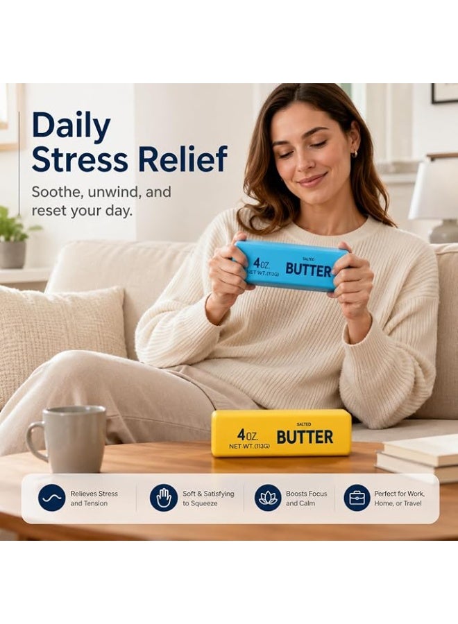 Butter Squishy Slow Rising Stress Relief Toy, 4oz Realistic Salted Butter Squeeze Toy, Soft PU Foam Decompression Fidget Toy for Kids & Adults, Novelty Gag Gift & Desk Companion - Image 2