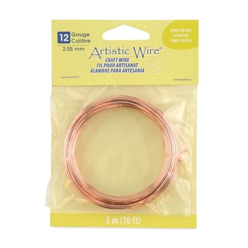 Artistic Wire سلك فني، سلك نحاسي عاري غير مطلي بقطر 12، 10 قدم - Image 1