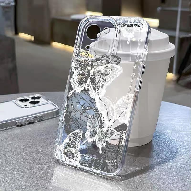 PANDACAMEL حافظة هاتف شفافة برسم فراشة بالحبر لـ iPhone 16e – تصميم أنيق وأنثوي، مثالي للنساء والفتيات والمراهقات - Image 4