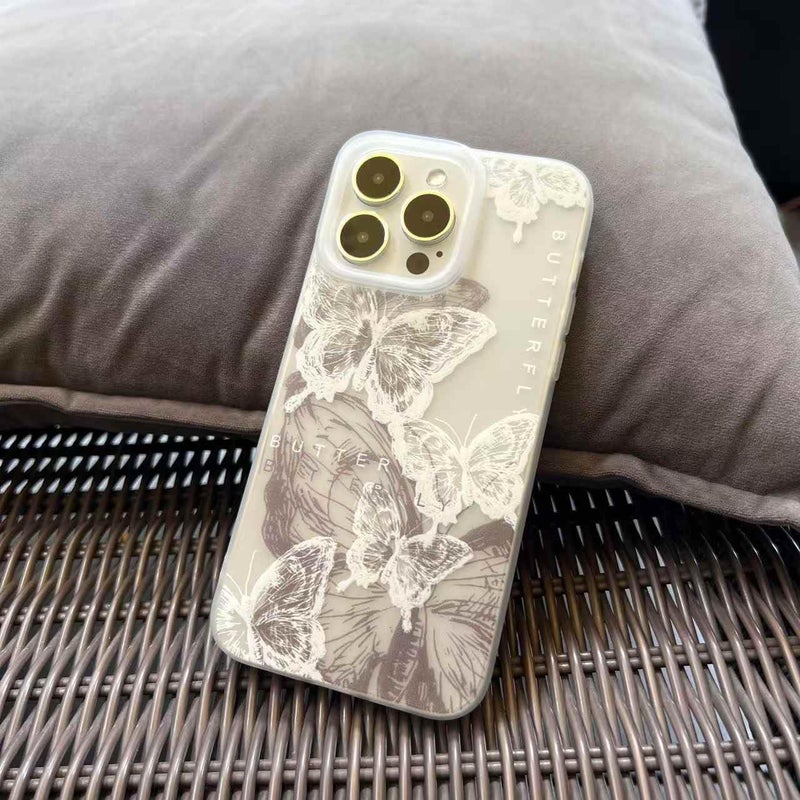 PANDACAMEL حافظة هاتف شفافة برسم فراشة بالحبر لـ iPhone 16e – تصميم أنيق وأنثوي، مثالي للنساء والفتيات والمراهقات - Image 3