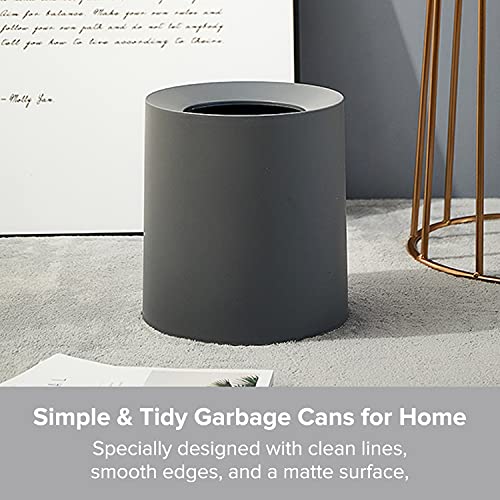 Primo Supply Modern Round Waste Basket - 2.1Gal/7.9L Open Top Trash Bin - Black Garbage Can with Removable Plastic Bin Liner - Touchless Bathroom Garbage Can or Trash Can for Kitchen - Minimalist Office Trash Can - Image 3