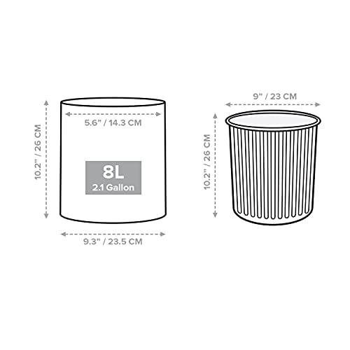 Primo Supply Modern Round Waste Basket - 2.1Gal/7.9L Open Top Trash Bin - Black Garbage Can with Removable Plastic Bin Liner - Touchless Bathroom Garbage Can or Trash Can for Kitchen - Minimalist Office Trash Can - Image 2