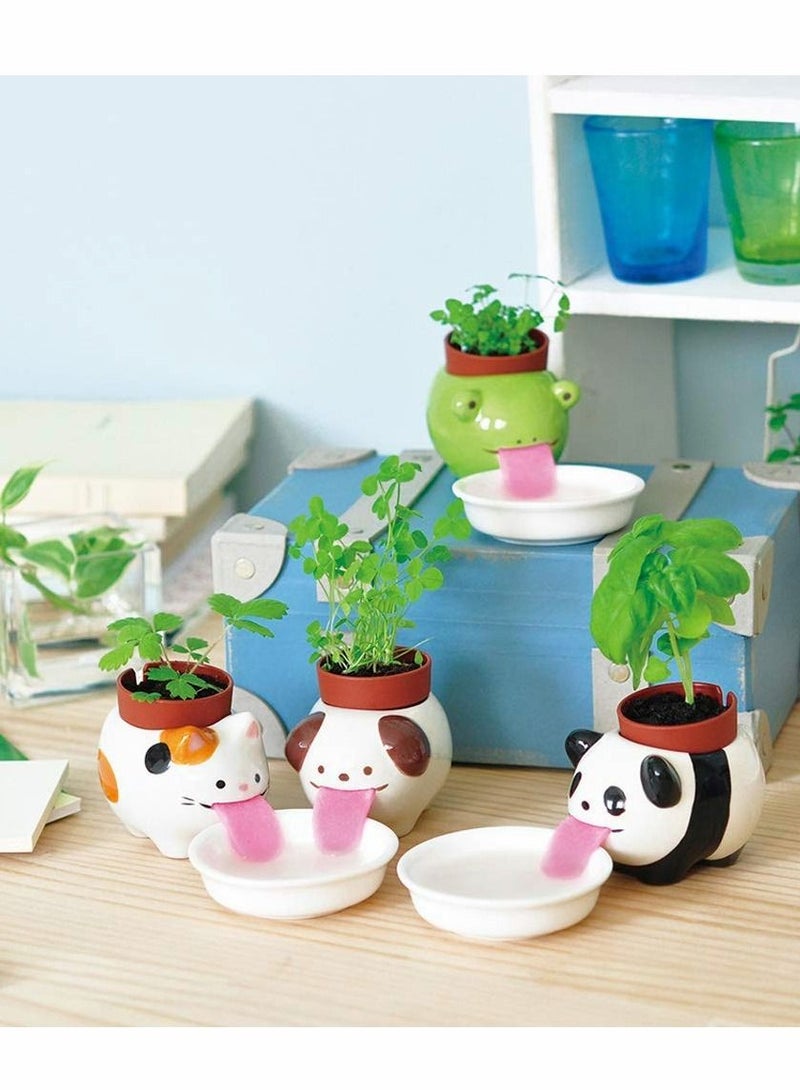 SYOSI Self Watering Planter Watering Animal Planter Drinking Animal Tongue Cute Style Ceramic Mini Backpack Plant Pot 4 pcs - Image 1
