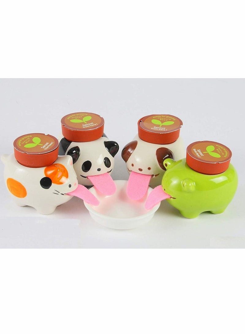 SYOSI Self Watering Planter Watering Animal Planter Drinking Animal Tongue Cute Style Ceramic Mini Backpack Plant Pot 4 pcs - Image 4