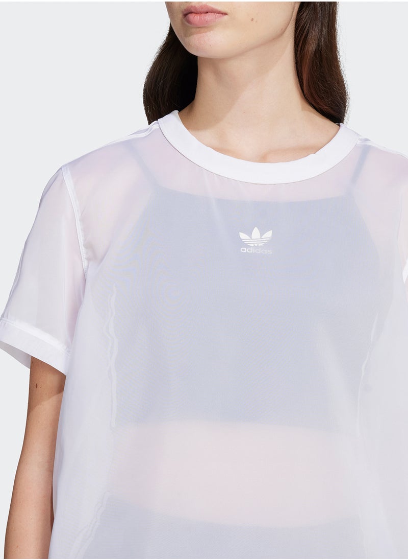adidas Originals Adicolor Sheer 3 Stripe T-Shirt  - Image 4