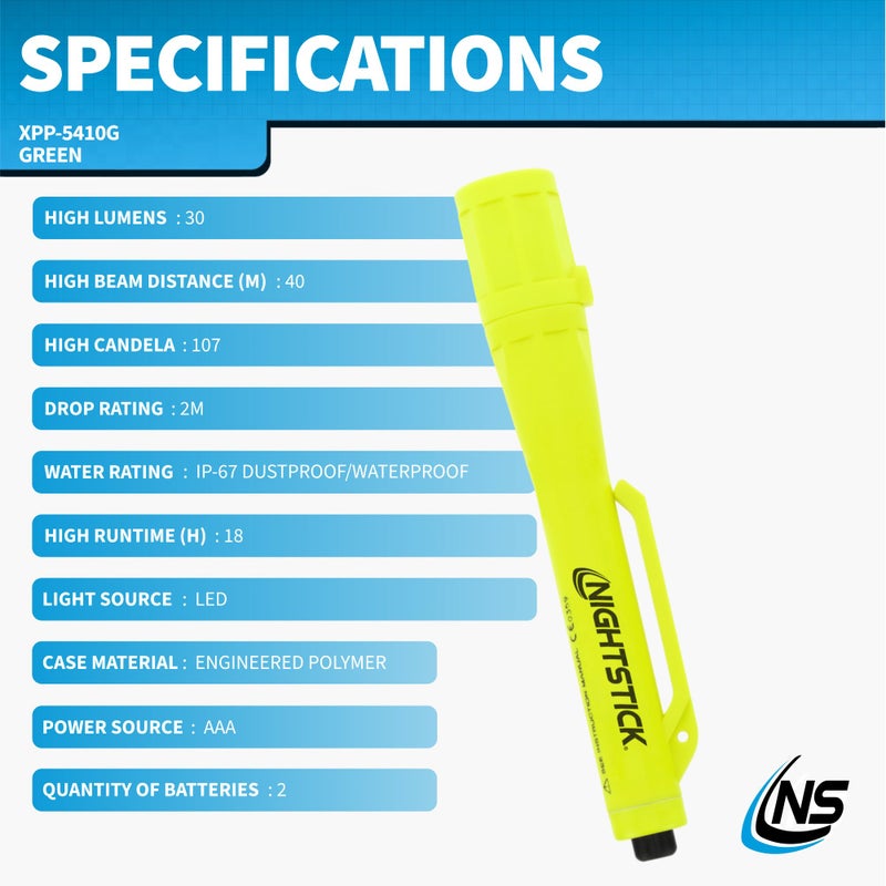 Nightstick XPP-5410G Intrinsically Safe Permissible Penlight, 147mm, Green - Image 5