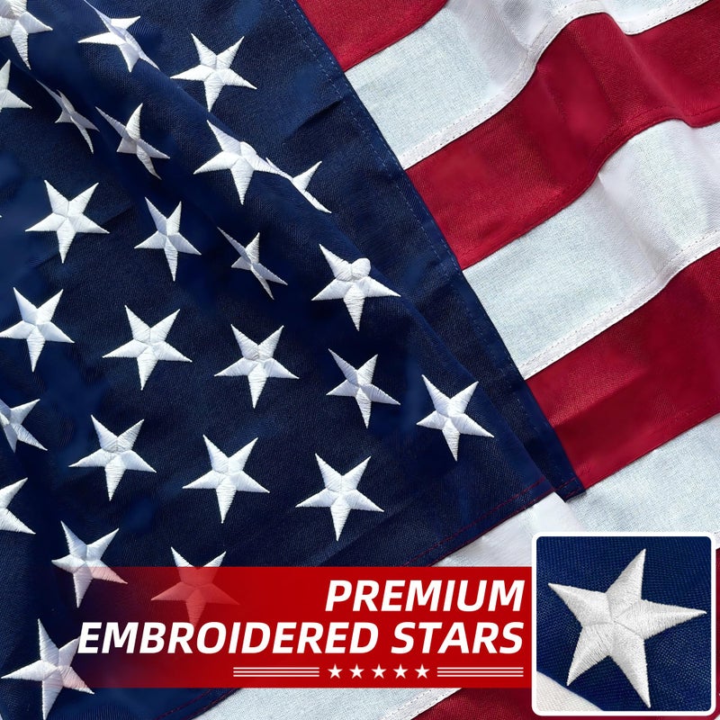 Try everything Premium American Flag 4x6 Ft TearProof Series for Outside, Heavy Duty Outdoorï¼ŒLongest Lasting, Super Tough Fade Resistant Spun Polyester, High Wind US Outdoor Flags Embroidered Stars, Sewn Stripes, Brass Grommets - Image 4