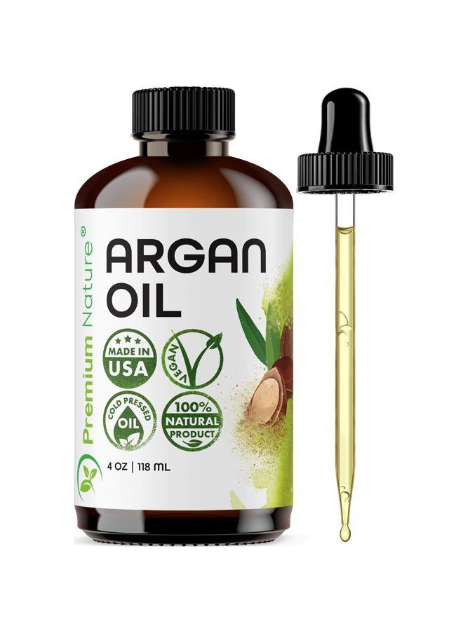 Premium Nature Argan Oil for Hair Virgin 100% Pure Cold Pressed Argon Oil Hair Serum For Hair Stimulate Growth for Dry and Damaged Hair Argan Oil for Skin Body Moisturizer Nails Protector 4 oz - Image 1