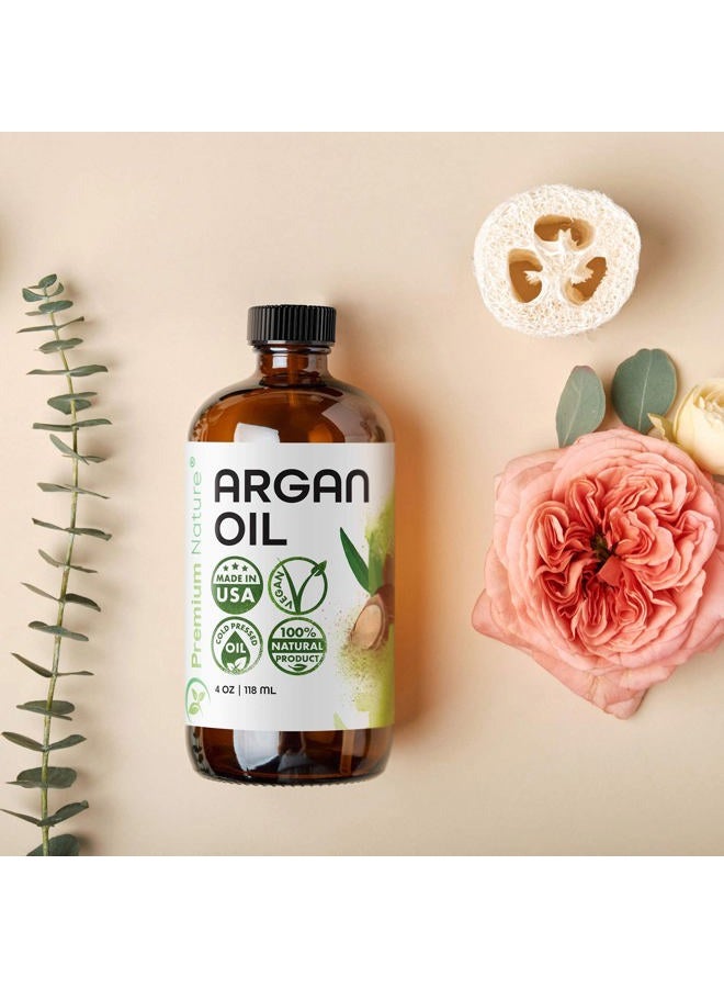 Premium Nature Argan Oil for Hair Virgin 100% Pure Cold Pressed Argon Oil Hair Serum For Hair Stimulate Growth for Dry and Damaged Hair Argan Oil for Skin Body Moisturizer Nails Protector 4 oz - Image 3