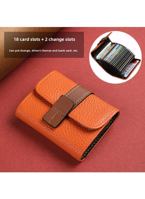 Vintage Colorblock Compact Card WalletAIMA Orange [18 cards +2 change positions]] AIMA Orange [18 cards +2 change positions]]