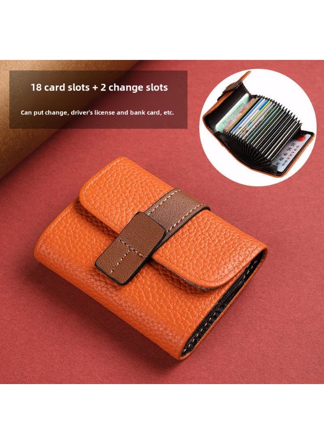 xozgdovg - Vintage Colorblock Compact Card WalletAIMA Orange [18 cards +2 change positions]] AIMA Orange [18 cards +2 change positions]] - Image 1