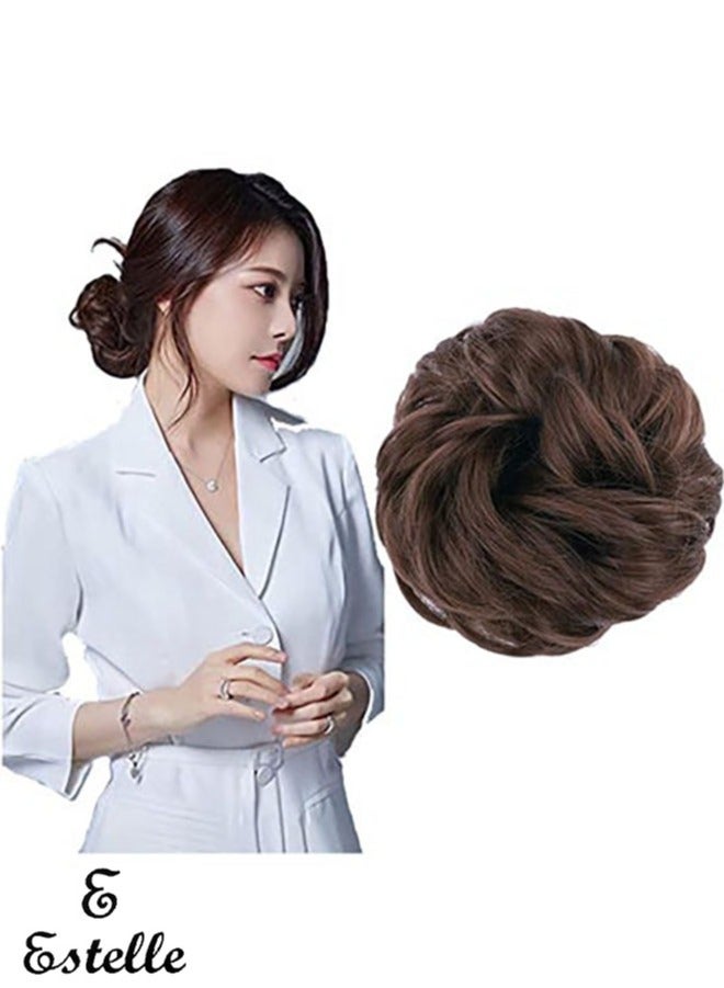 إستيل كعكة شعر فوضوية مع شريط مطاطي مرن وصلات شعر على شكل ذيل حصان أوبدو شينيون دونات على شكل ذيل حصان، شعر صناعي أشعث للنساء (اللون رقم 6) - Image 1