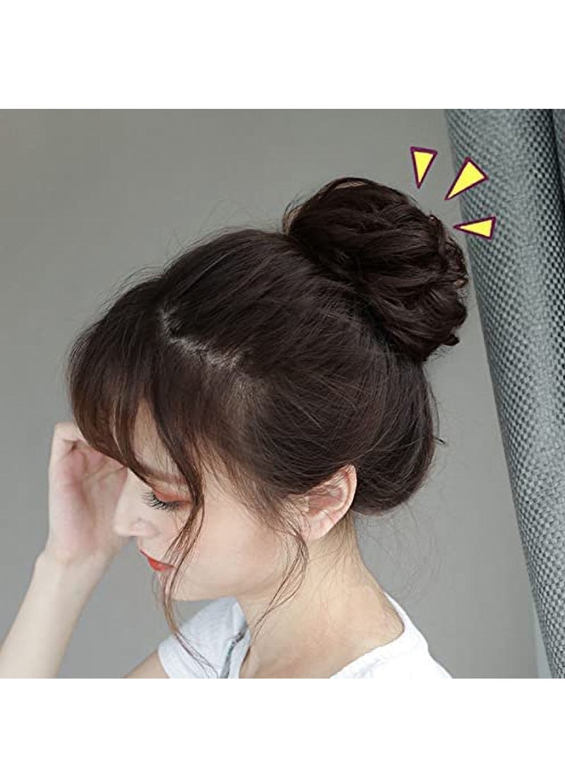 إستيل كعكة شعر فوضوية مع شريط مطاطي مرن وصلات شعر على شكل ذيل حصان أوبدو شينيون دونات على شكل ذيل حصان، شعر صناعي أشعث للنساء (اللون رقم 6) - Image 4