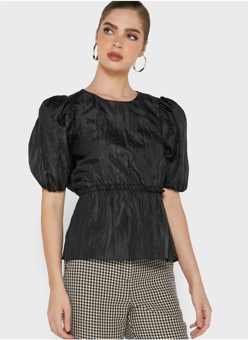 RIVER ISLAND Puff Sleeve Lace Peplum Top