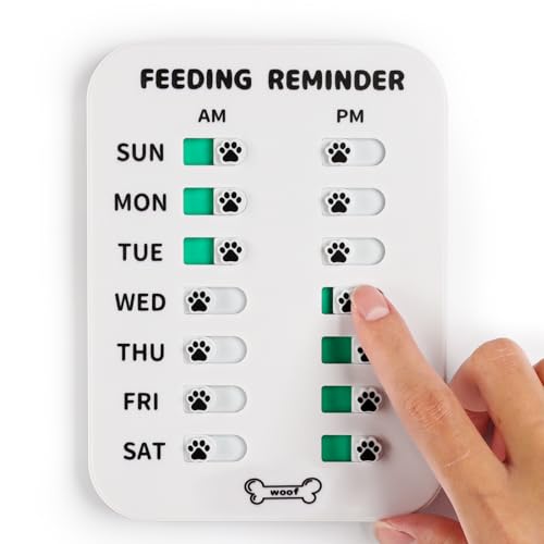 YAUYIK Dog Feeding Reminder, Magnetic Reminder Sticker, AM/PM Daily Indication Chart Feed Your Pets, Fridge Magnets and Double Sided Tape, Helps You to Track Pet Feeding & Medication (White) - Image 1