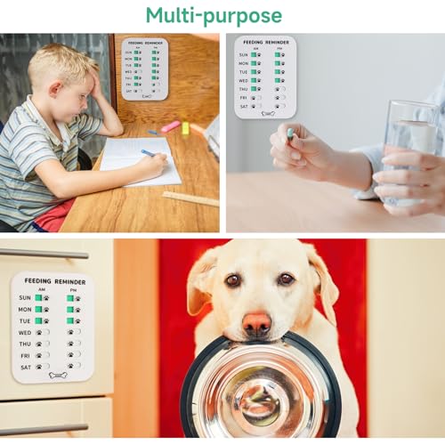 YAUYIK Dog Feeding Reminder, Magnetic Reminder Sticker, AM/PM Daily Indication Chart Feed Your Pets, Fridge Magnets and Double Sided Tape, Helps You to Track Pet Feeding & Medication (White) - Image 3