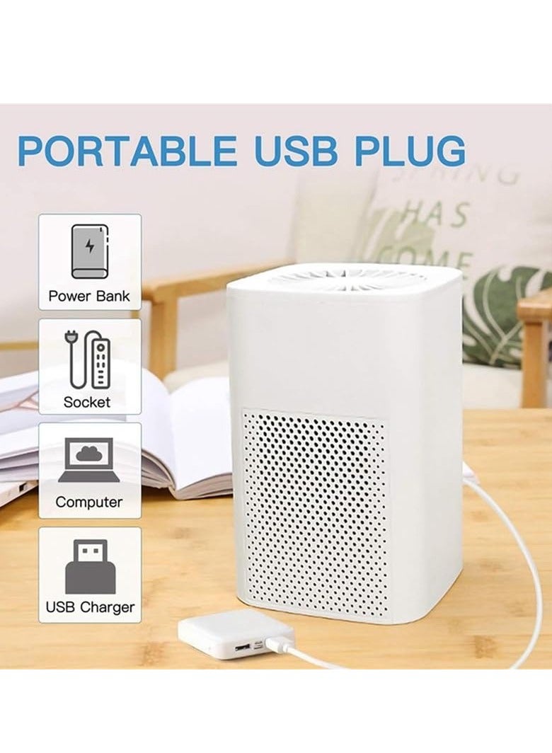 XiuWoo Portable Mini Air Purifier for Desk Home Bedroom Office At Work Low Noise Air Cleaner Better Sleep Night Light True HEPA Filter Desktop Air Purifiers USB - Image 2