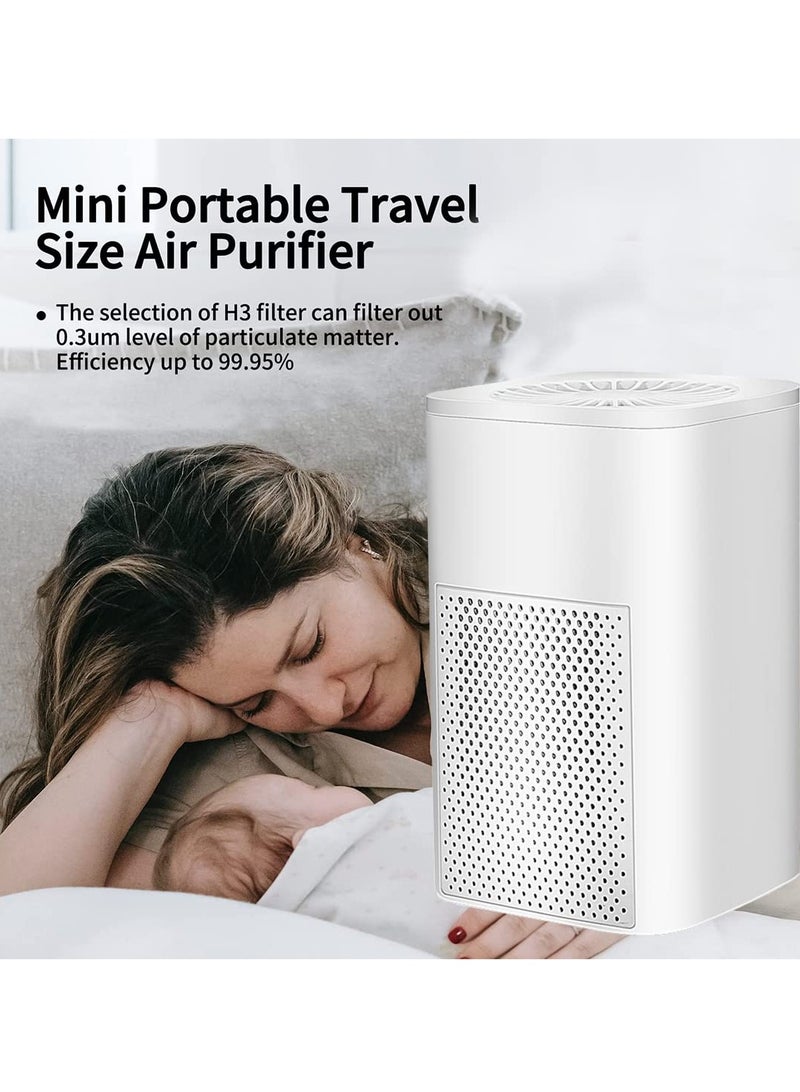 XiuWoo Portable Mini Air Purifier for Desk Home Bedroom Office At Work Low Noise Air Cleaner Better Sleep Night Light True HEPA Filter Desktop Air Purifiers USB - Image 5