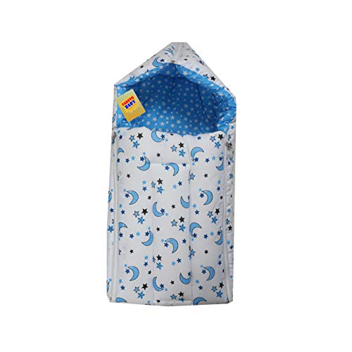 Infantbond Baby 3 in 1 Carry Bag Cum Sleeping Bag Cum Mattress(0-8 Months) (Blue Moon & Star, Cotton, Lightweight) - Image 1