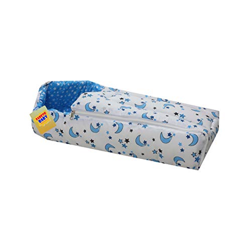 Infantbond Baby 3 in 1 Carry Bag Cum Sleeping Bag Cum Mattress(0-8 Months) (Blue Moon & Star, Cotton, Lightweight) - Image 3