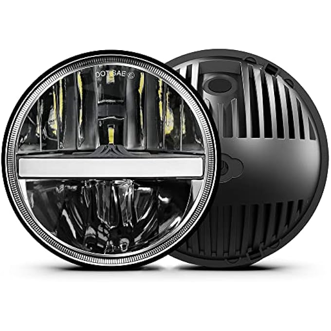 UNI-SHINE 7 Inch Led Headlight Round 6024 Led Headlight Reflector 7 Headlight With Amber Turn Signal White Drl Dot Approved HiLo Beam Compatible With Jeep Wrangler Jk Tj Cj WhiteAmber Eye - Image 1
