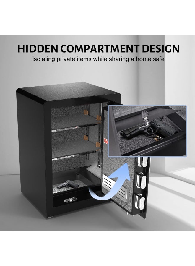 MYONE Safe, 3.0 Cuft Digital Cabinet Safe Box with Hidden Compartment, Heavy Duty Security Home Safes with 6 Solid Bolt for Money Valuable, Dual Alarm System, 2 Adjustable Shelf, Key & File Holder - Image 2