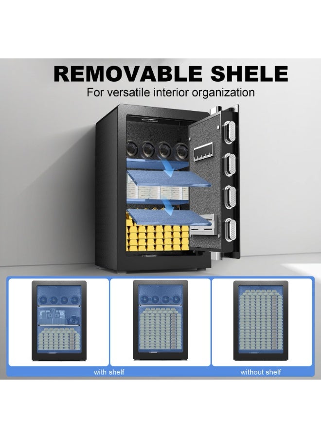 MYONE Safe, 3.0 Cuft Digital Cabinet Safe Box with Hidden Compartment, Heavy Duty Security Home Safes with 6 Solid Bolt for Money Valuable, Dual Alarm System, 2 Adjustable Shelf, Key & File Holder - Image 5