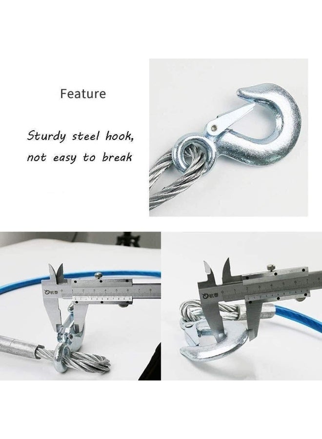 Heavy-Duty 7-Ton Steel Wire Tow Cable - 12mm Thick High-Strength Pulling Line - 4 Meter Emergency Towing Rope with Reinforced Steel Hooks for Cars, Vehicles & Boats - Image 2