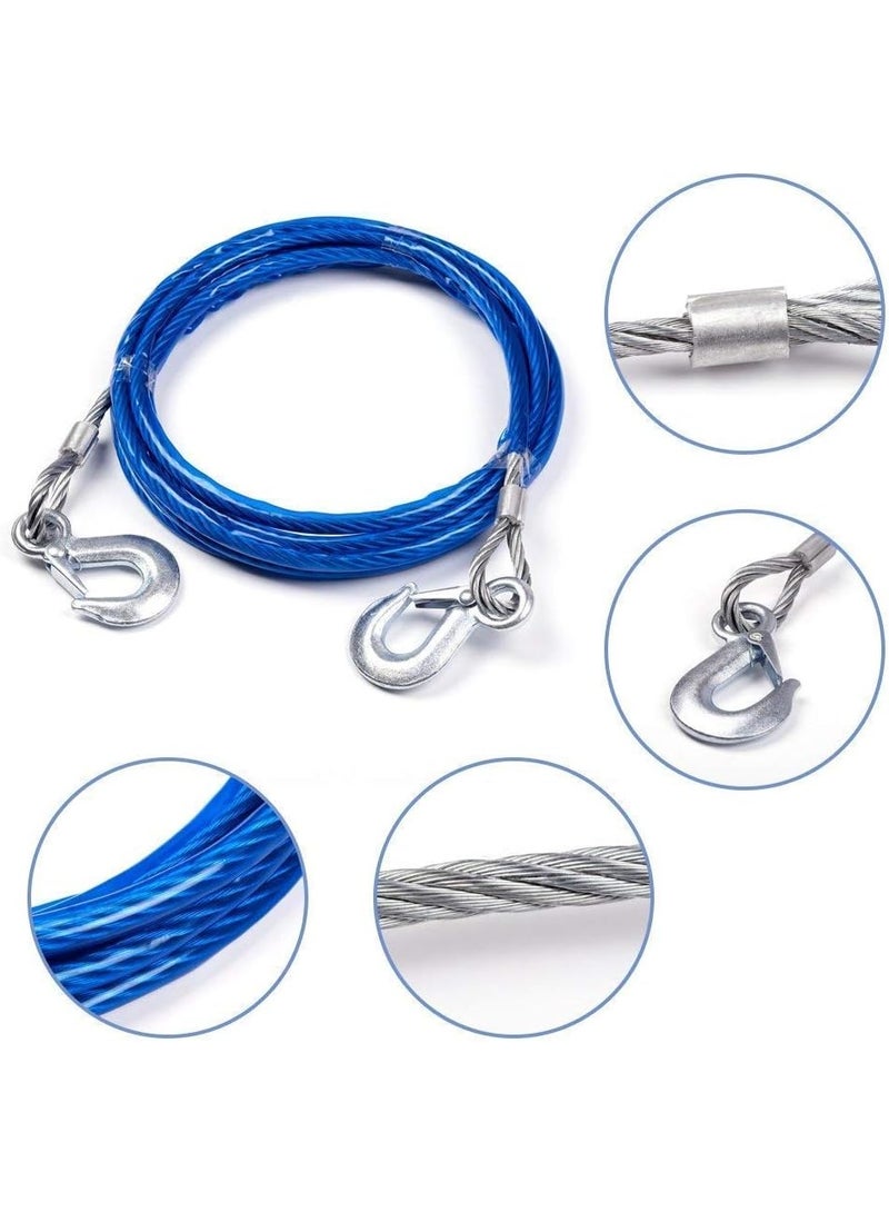 Heavy-Duty 7-Ton Steel Wire Tow Cable - 12mm Thick High-Strength Pulling Line - 4 Meter Emergency Towing Rope with Reinforced Steel Hooks for Cars, Vehicles & Boats - Image 4
