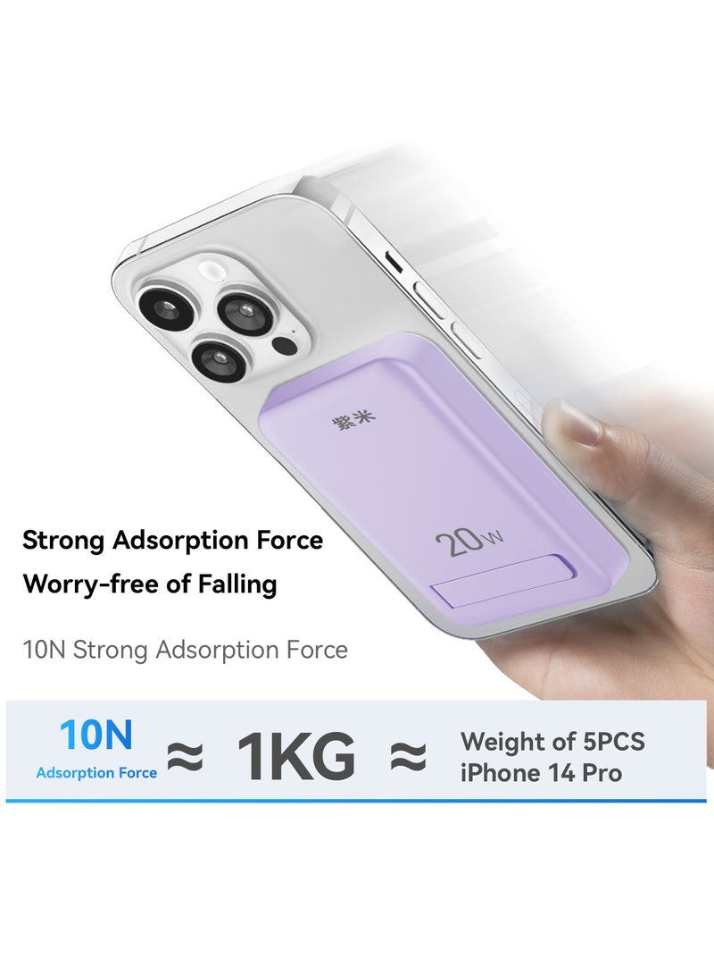 zime zime Magnetic Power Bank, 10,000mAh Foldable Magnetic Wireless Portable Charger, 20W USB-C Power Compatible with iPhone 16/15/14/13/12 Series - Image 3