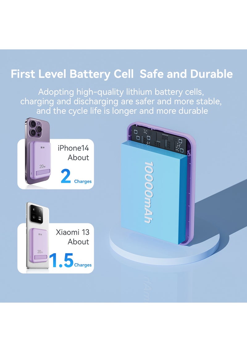 zime zime Magnetic Power Bank, 10,000mAh Foldable Magnetic Wireless Portable Charger, 20W USB-C Power Compatible with iPhone 16/15/14/13/12 Series - Image 1
