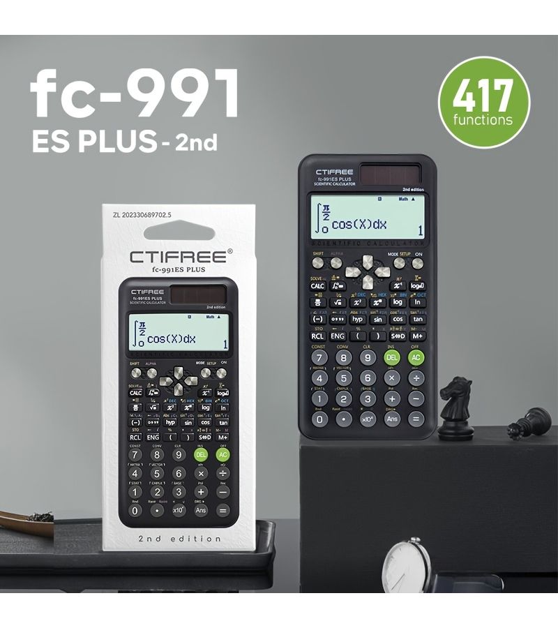 Large Screen Scientific Function Calculator 417 Functions Black For Student Exams Middle School College Business Office Teachers - Image 1