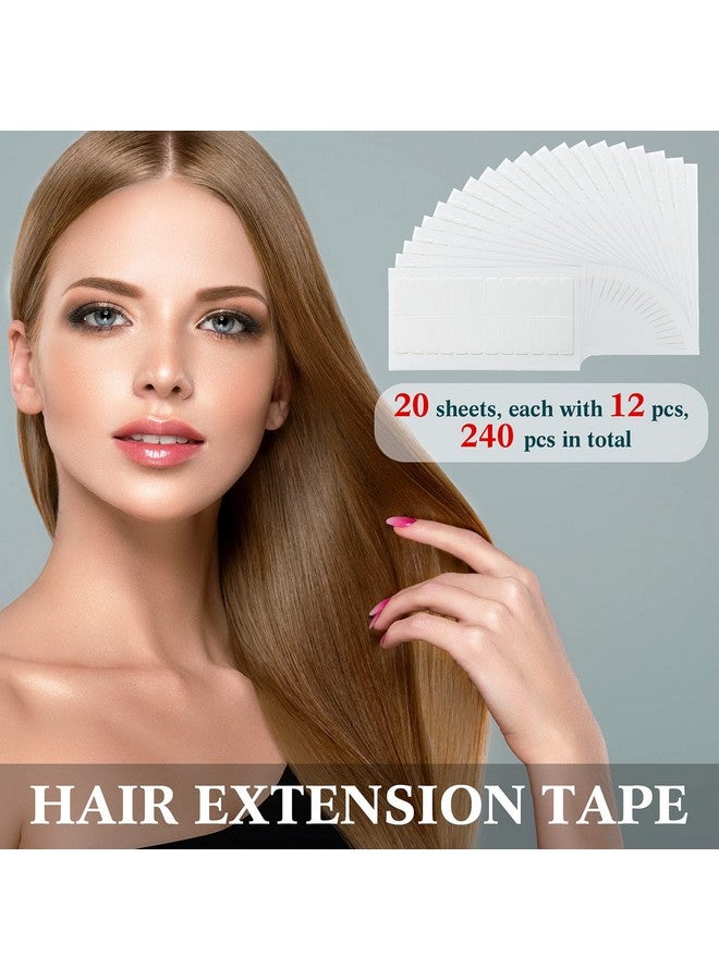 Leelosp 240 Pieces Hair Extension Tape Tabs Double Sided Replacement Tape in Hair Extensions Adhesive Hair Extension Tapes 1.57 x 0.32 Inch Hair Extension Tools for Wig Toupee Hair Piece Wigs Supplies, White  - Image 3