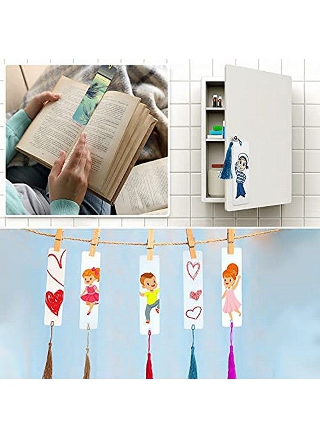 Outus - 10 Pieces Sublimation Blank Bookmark Metal Blank Bookmarks With Hole And Tassels Sublimation Blank Bookmarks To Decorate Diy Crafts For Diy Projects And Present Tags - Image 1