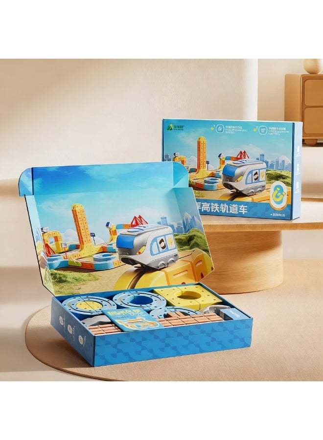 Magnetic Building Blocks Car Track Toy Set with Electric Train and Traffic Signs, Suitable for Boys and Girls over 4 Years Old Birthday Gift | Montessori Educational Magnetic Building Blocks - Image 3