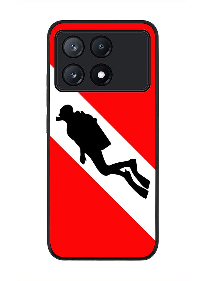 Stylizedd Rugged Black Edge Case for Xiaomi Poco X6 Pro, Slim fit Soft Case Flexible Rubber Edges Anti Drop TPU Gel Thin Cover -  Diver Flag - Image 1