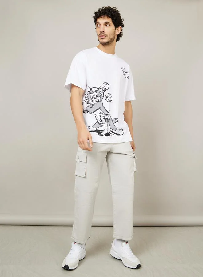 ستايلي تيشيرت بقصة واسعة وأكمام قصيرة