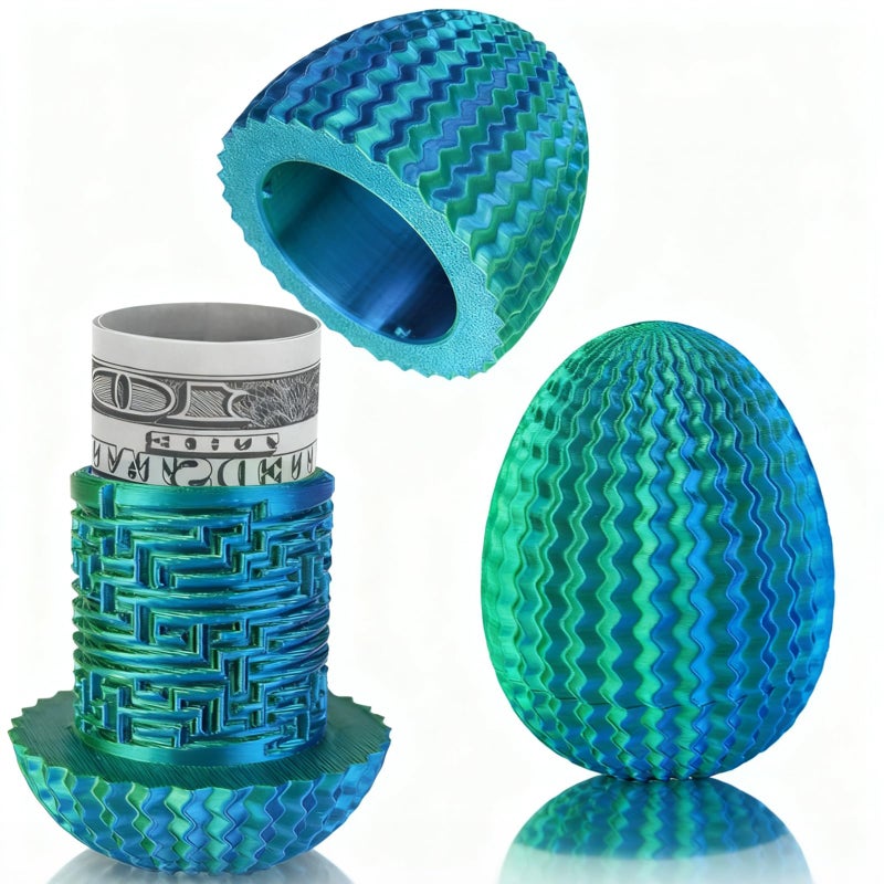 oyeftp Mystery Egg Puzzle Box, Money Puzzle Box for Cash Gifts, Egg-Shaped Puzzle Gift Box, Birthday Wedding Easter Xmas Holiday Celebration Money Gift Ideas, Brain Teaser Puzzle Toy, Easter Basket Stuffers - Image 1