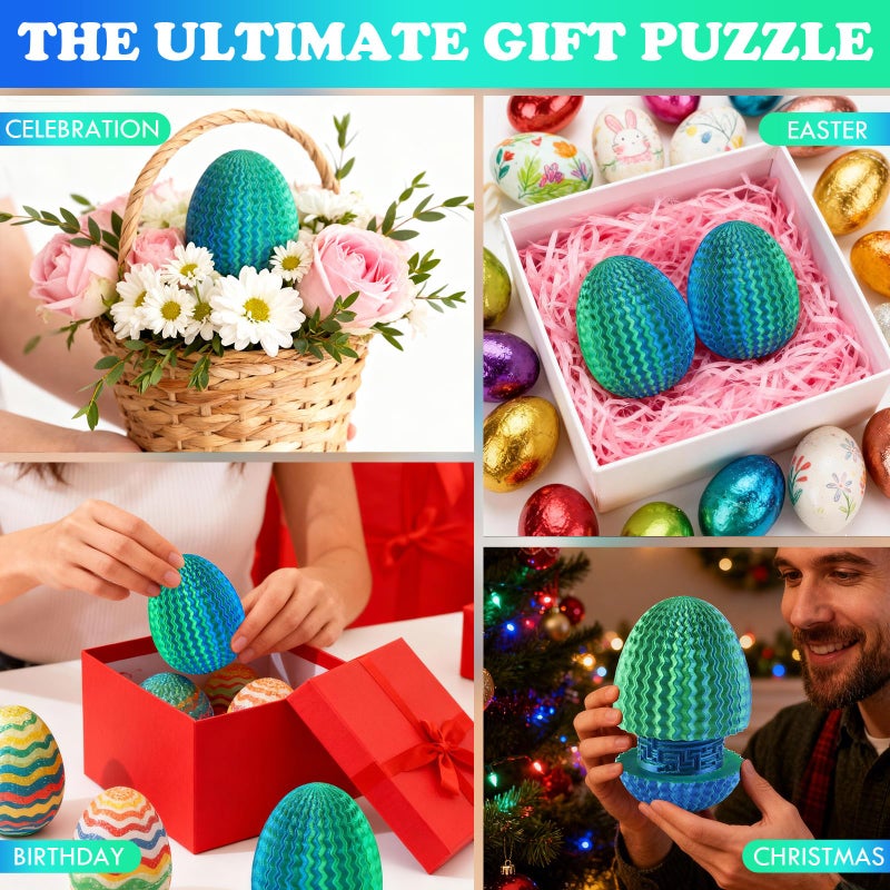 oyeftp Mystery Egg Puzzle Box, Money Puzzle Box for Cash Gifts, Egg-Shaped Puzzle Gift Box, Birthday Wedding Easter Xmas Holiday Celebration Money Gift Ideas, Brain Teaser Puzzle Toy, Easter Basket Stuffers - Image 5