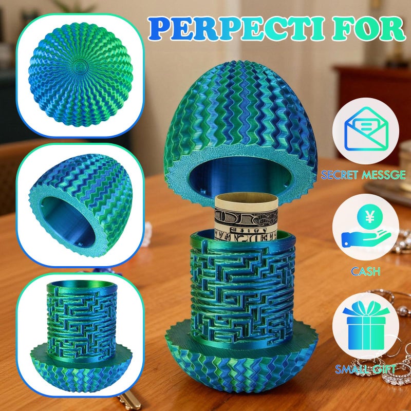 oyeftp Mystery Egg Puzzle Box, Money Puzzle Box for Cash Gifts, Egg-Shaped Puzzle Gift Box, Birthday Wedding Easter Xmas Holiday Celebration Money Gift Ideas, Brain Teaser Puzzle Toy, Easter Basket Stuffers - Image 4