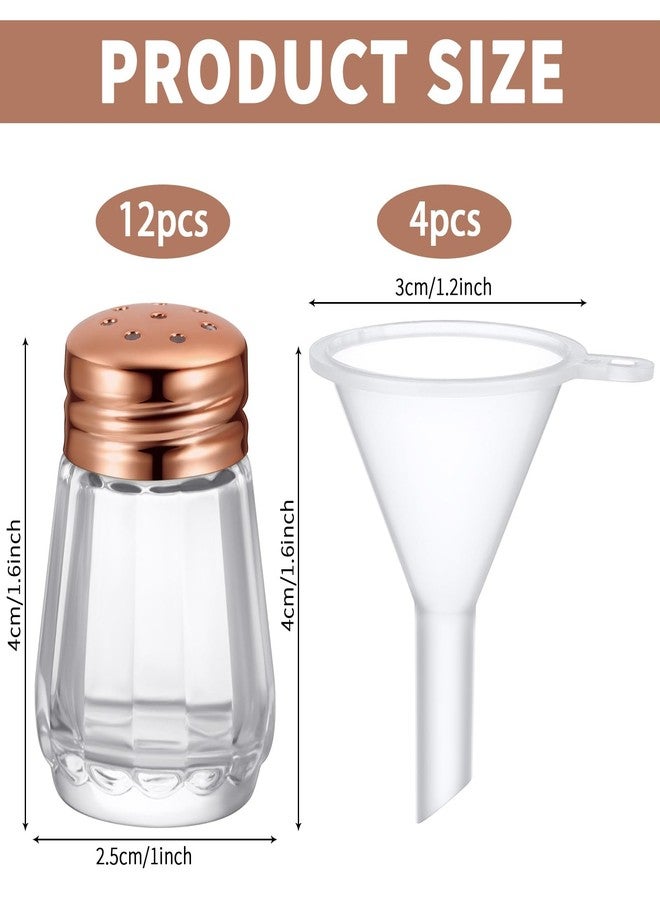 بوتشن طقم رشاشات فلفل صغيرة زجاجية مكعبة الشكل من بوتشن، سعة 0.5 أونصة، مع 4 قطع من القمع البلاستيكي الصغير، مناسب لحفلات الزفاف والمنزل (ذهبي وردي، 12 قطعة). - Image 2