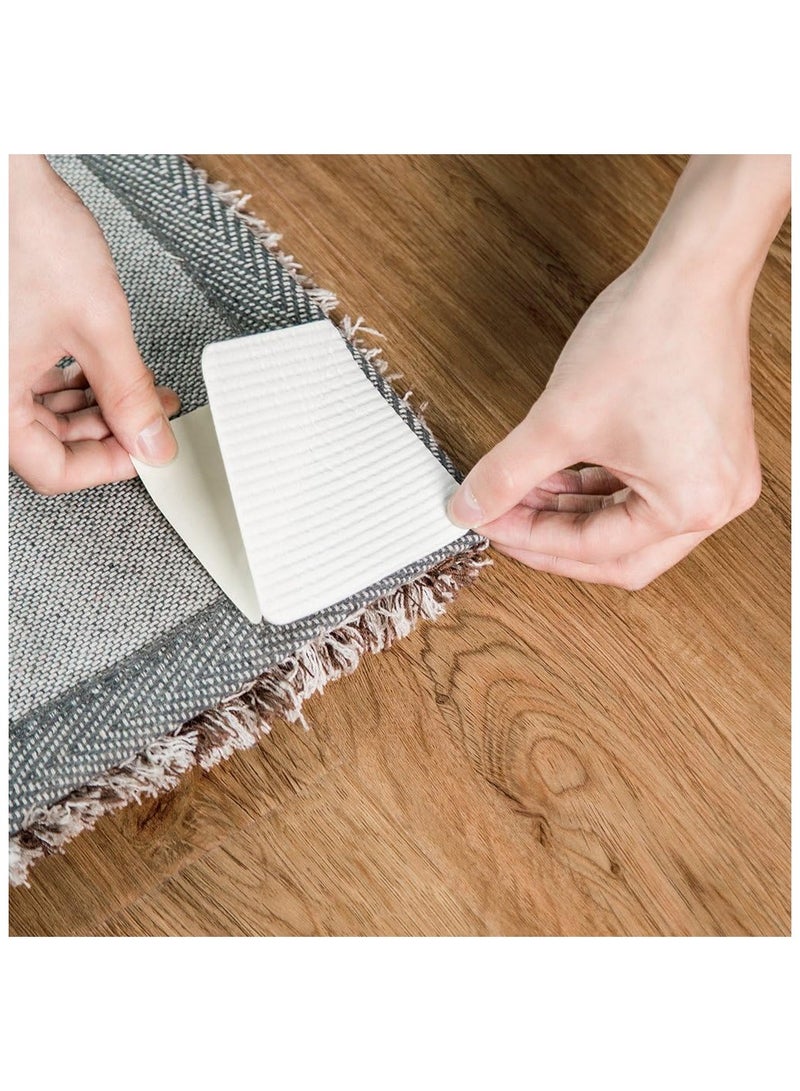 VIUAUAX Highly adhesive washable reusable double-sided carpet stickers non-slip PU removable adhesive fixing stickers4pcsRug Grippers, Best Non-slip Washable Rug Gripper, - New Materials to Anti Curling Rug Pad : Keep your rug in place & Make corner flat and Easily Peel off when need - Image 4